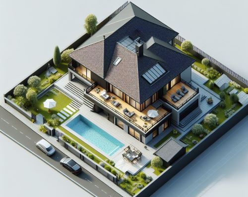 Modern home with roof trusses